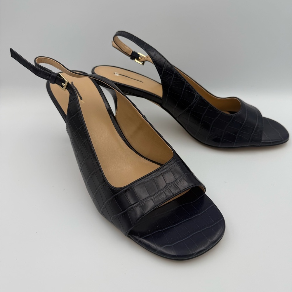 Ann Taylor Embossed Square Toe Slingback Sandal